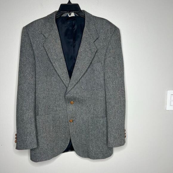 Vintage Kuppenheimer Men's 100% Wool Sport Coat Blazer Elbow Patches Gray - Picture 1 of 9
